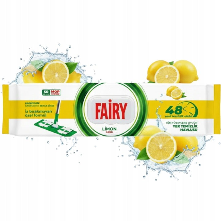 Velké náplně do mopu Fairy vlhčené ubrousky jednorázové Citron 50 ks