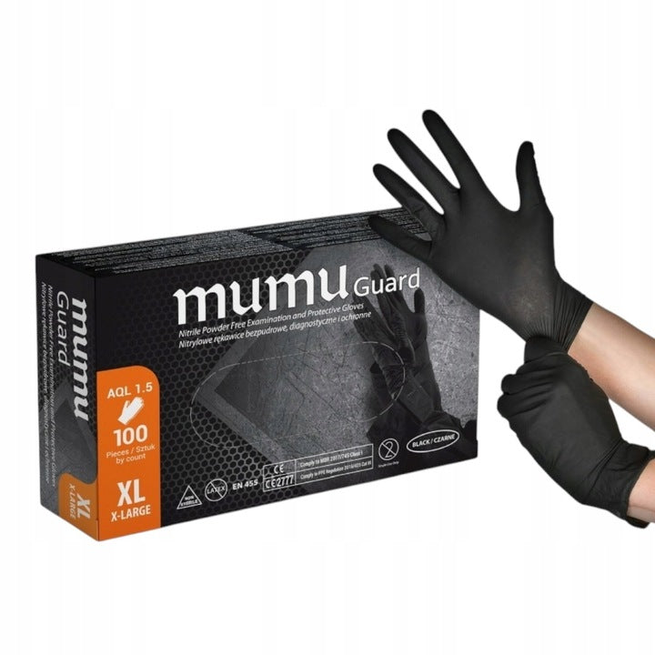 Rękawiczki nitrylowe czarne rękawice bezpudrowe black 100 szt.
