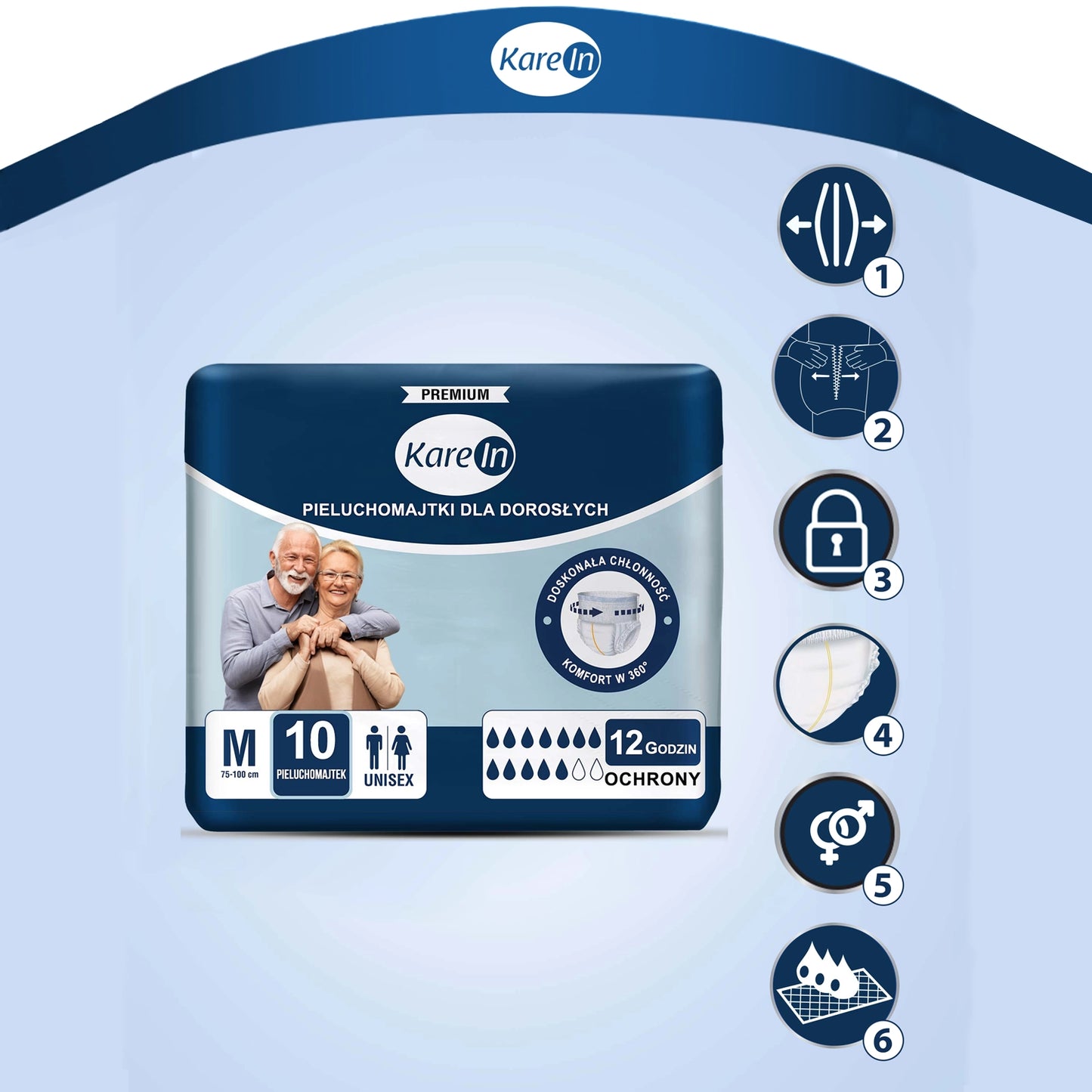 30 ks - Plenové kalhotky pro dospělé (ochrana až 12 hodin) - KAREIN Premium