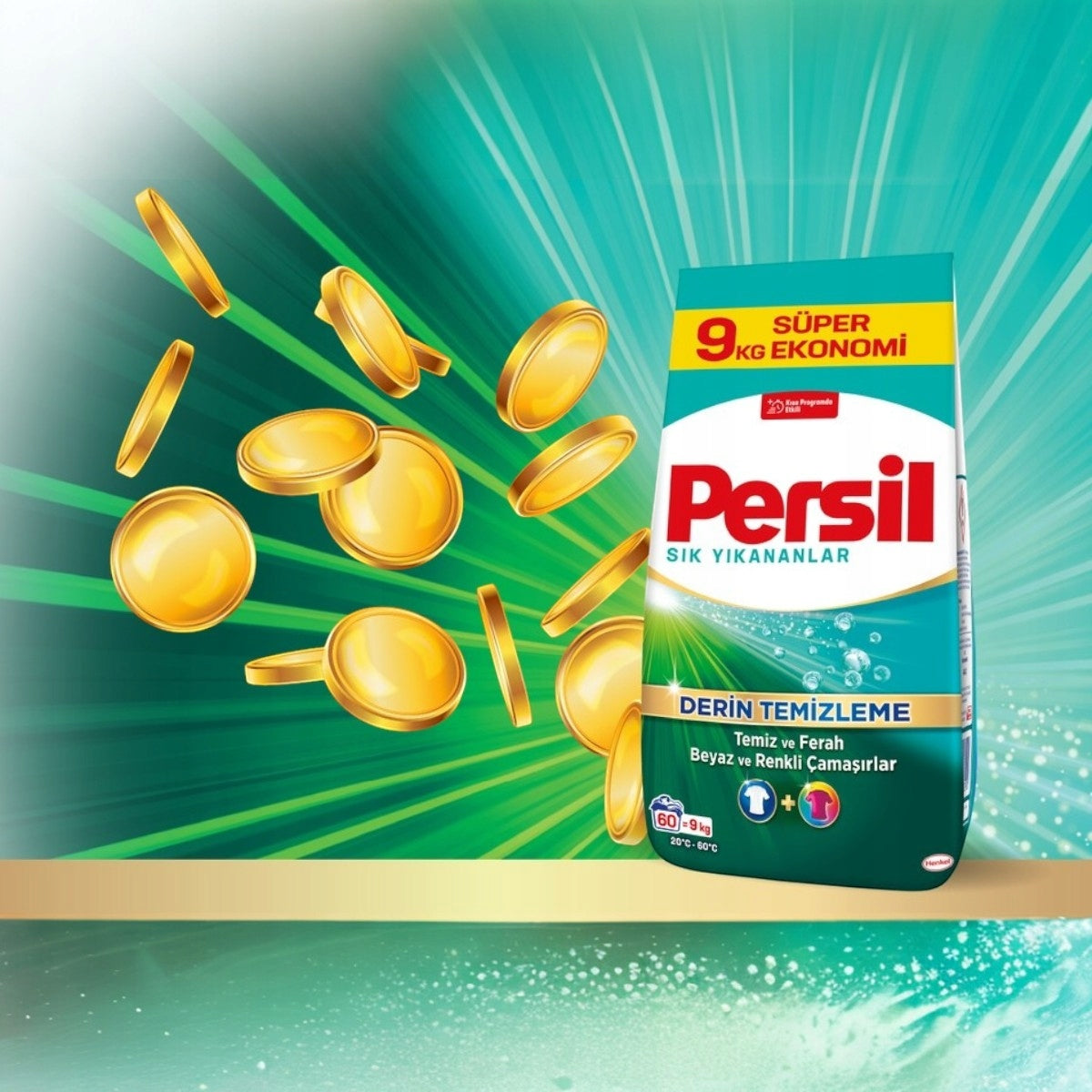 Persil Deep Clean Univerzální prací prášek na bílé i barevné prádlo 9 kg 