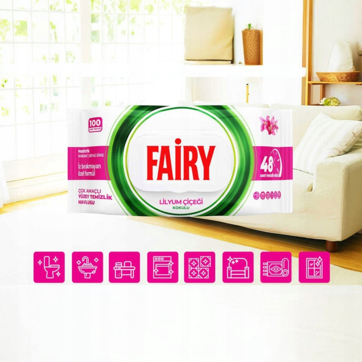 Vlhčené čisticí ubrousky Fairy Lilia 100 ks
