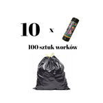 Kangoo Bags 100 kusů (10 rolí po 10 kusech) - Pytle na odpadky s páskou 100 x 60L - extra pevné, ideální na plenky a zdravotnický odpad