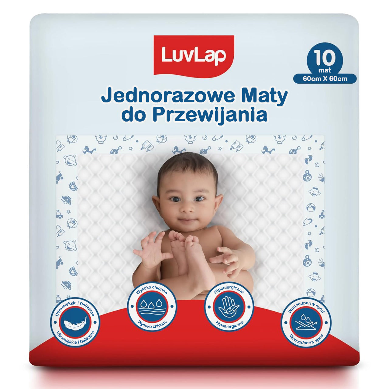 10 ks jednorázových přebalovacích podložek LuvLap 60x60 cm