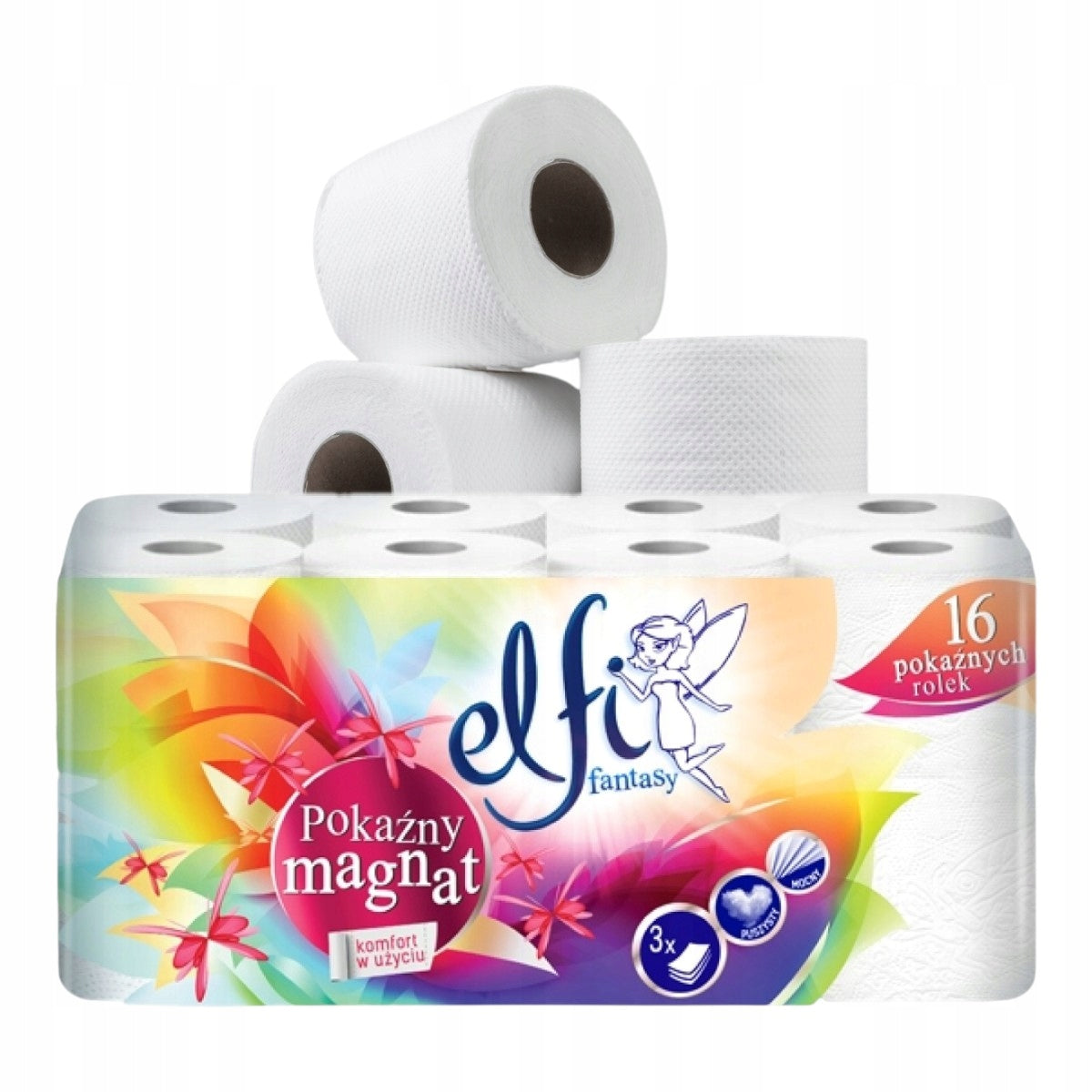 Toaletní papír Elfi Fantasy Large Magnat 16 rolí, 3vrstvý, bílý, silný