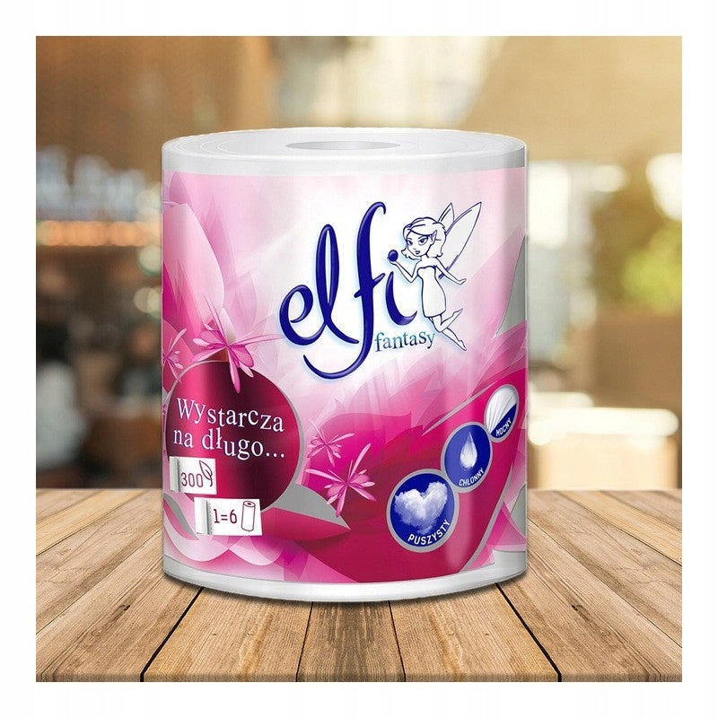 Papírové utěrky Elfi Fantasy Dlouho vydrží 1 role, 2vrstvé, 60 m