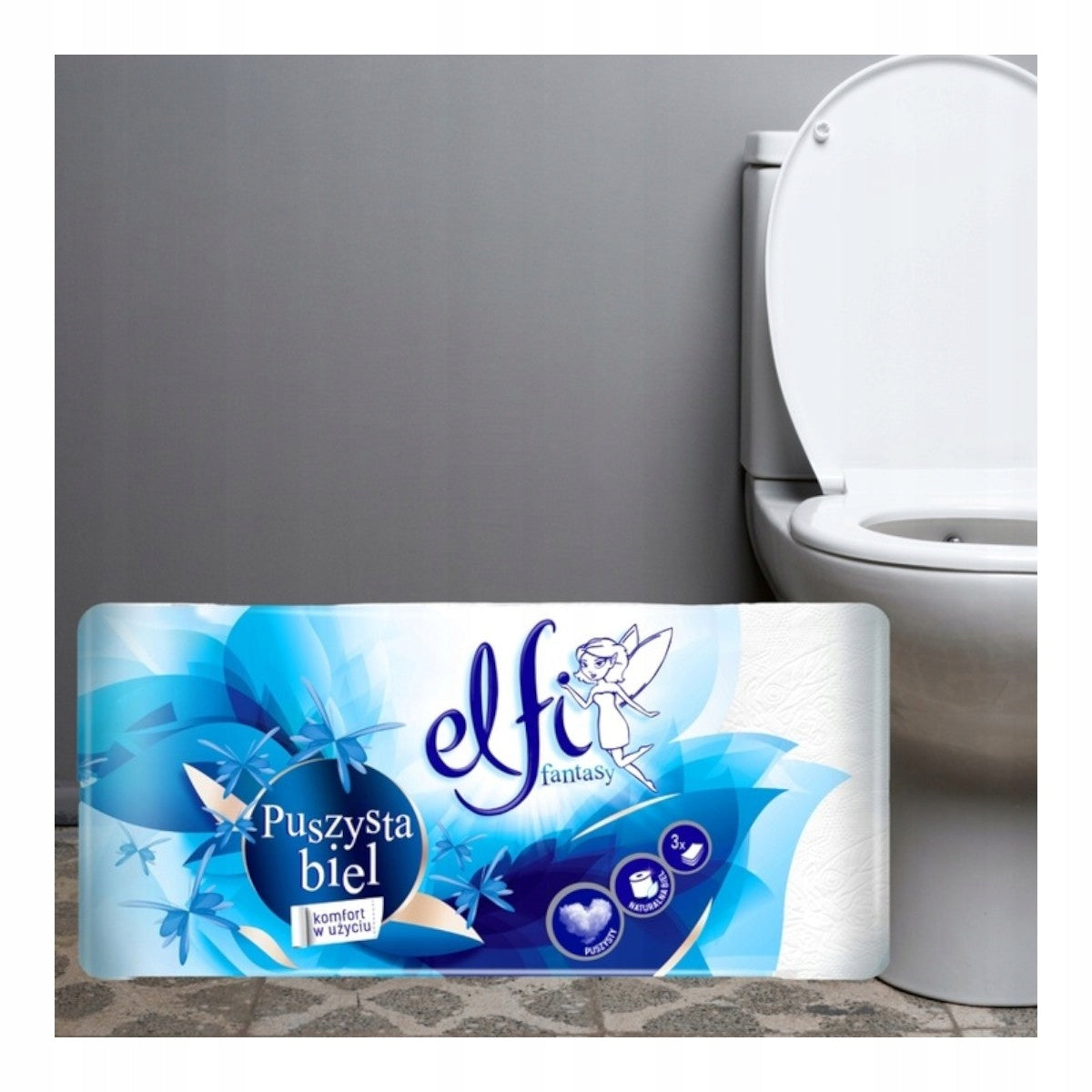 Toaletní papír Elfi Fluffy White 8 rolí, 3vrstvý, měkký, bílý, silný 