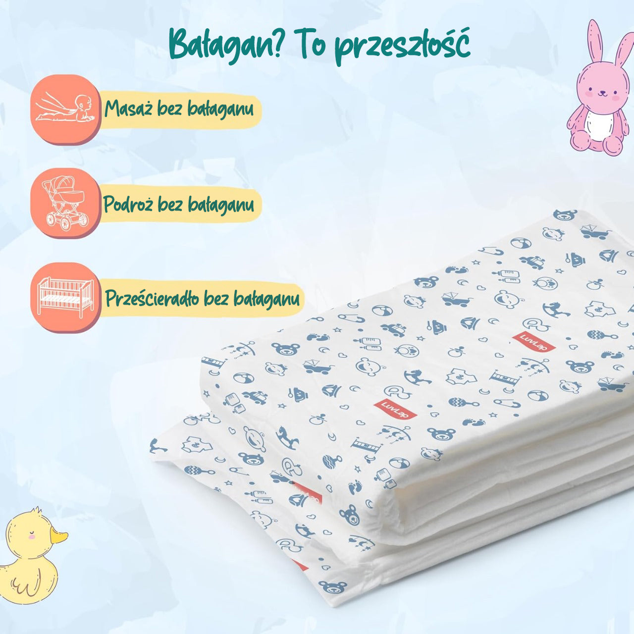 10 ks jednorázových přebalovacích podložek LuvLap 60x60 cm