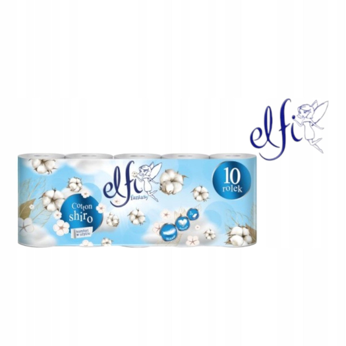 Toaletní papír Elfi Fantasy Cotton Shiro 10 rolí třívrstvý parfemovaný 