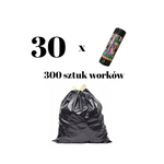 Kangoo Bags 300 kusů (30 rolí po 10 kusech) - Pytle na odpadky s páskou 300 x 60L - extra pevné, ideální na plenky a zdravotnický odpad