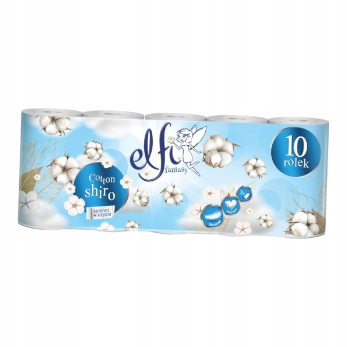 Toaletní papír Elfi Fantasy Cotton Shiro 10 rolí třívrstvý parfemovaný 