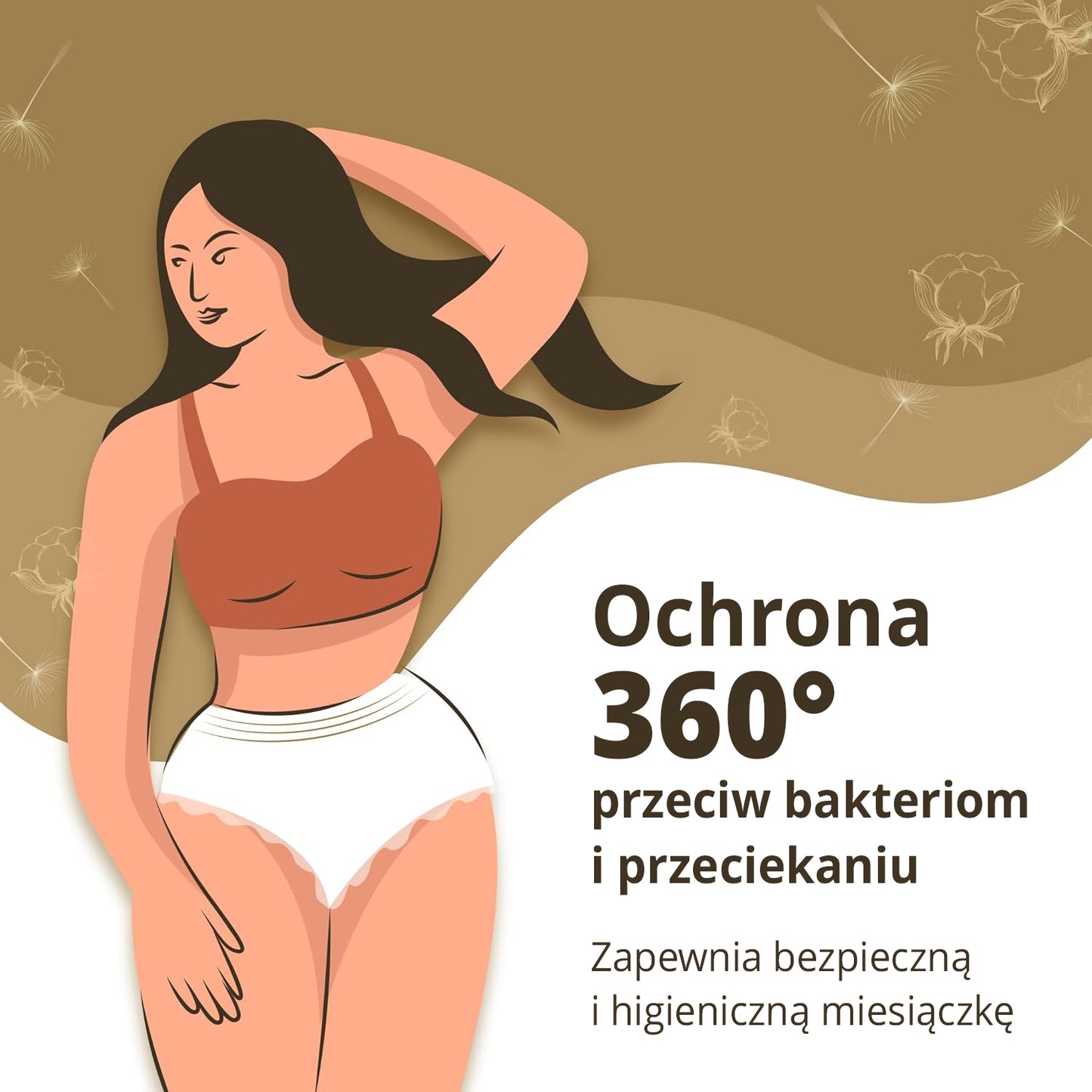 10 szt. - Nocne majtki chłonne menstruacyjne dla kobiet organiczna bawełna - EVEREVE