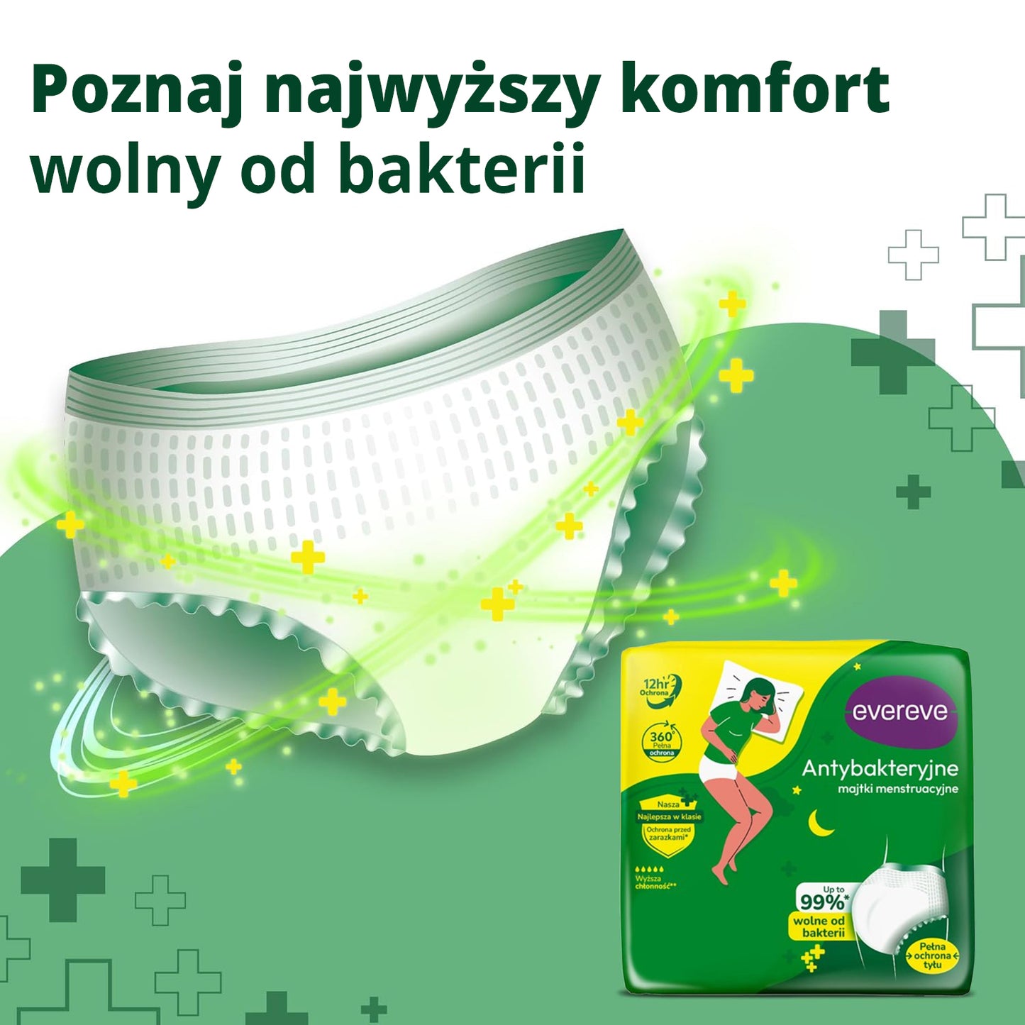 30 ks - Savé menstruační antibakteriální noční kalhotky pro ženy - EVEREVE