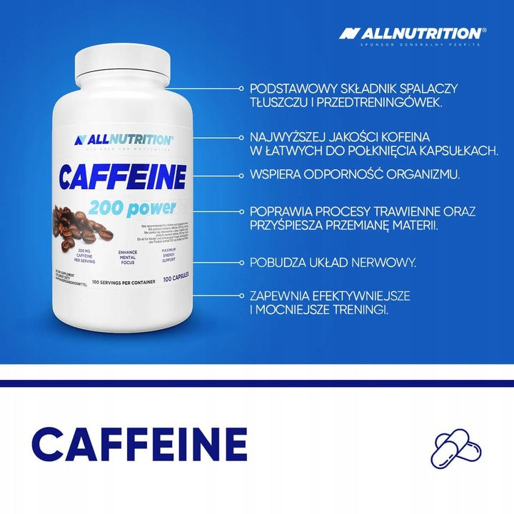 ALLNUTRITION Caffeine 200 Power 200 mg kofeina 100 kapsułek