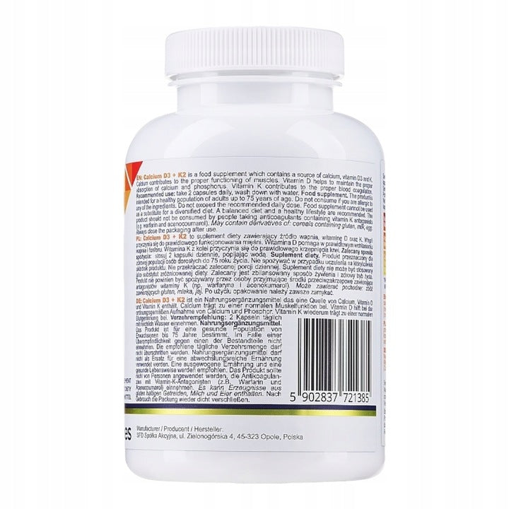 ALLNUTRITION Calcium D3+K2 90 kapsułek wapń witamina D3 K2 odporność kości