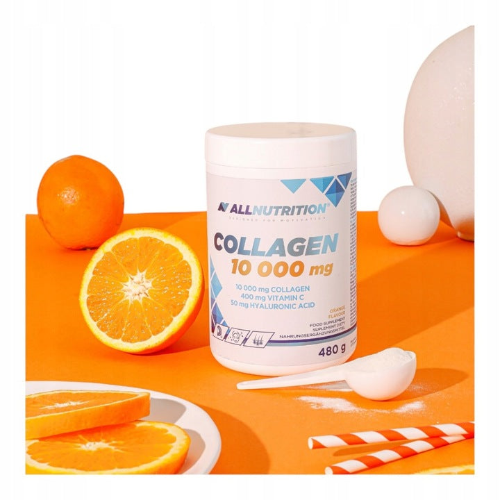 ALLNUTRITION Collagen 10 000 mg Wit C Kwas Hialuronowy 480 g Pomarańcza