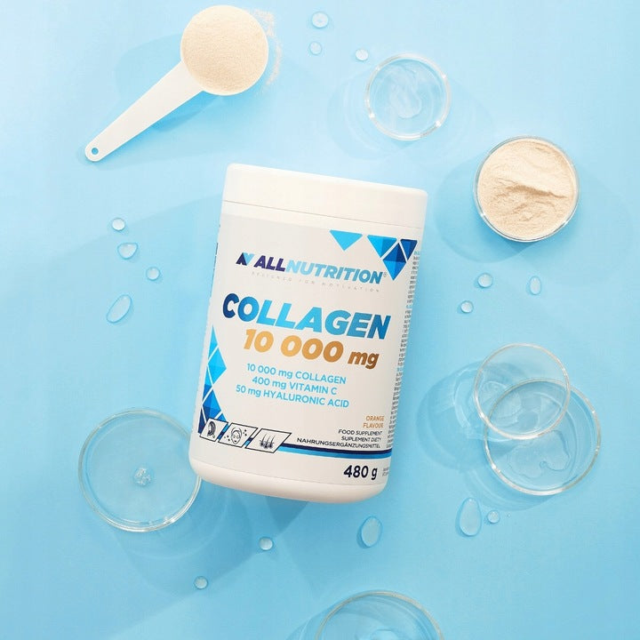 ALLNUTRITION Collagen 10 000 mg Wit C Kwas Hialuronowy 480 g Truskawka