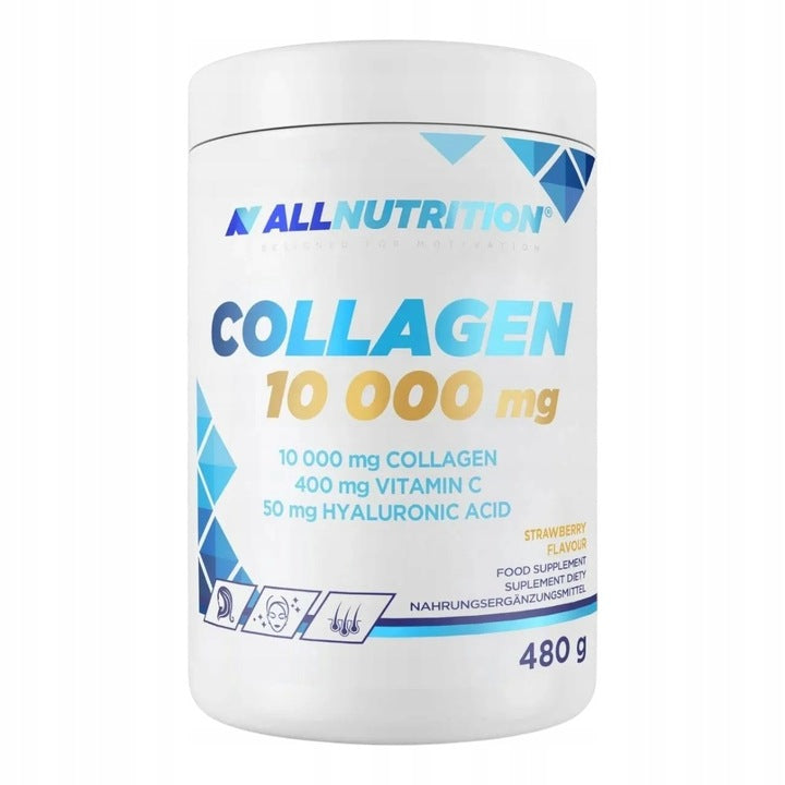 ALLNUTRITION Collagen 10 000 mg Wit C Kwas Hialuronowy 480 g Truskawka