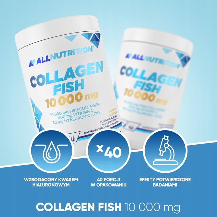 ALLNUTRITION Collagen Fish 10000 mg Witamina C Kwas Hialuronowy 480 g Mango