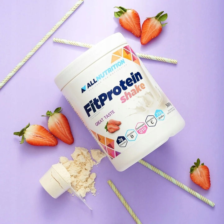 ALLNUTRITION FitProtein Shake 500g truskawkowy białko + kolagen wołowy
