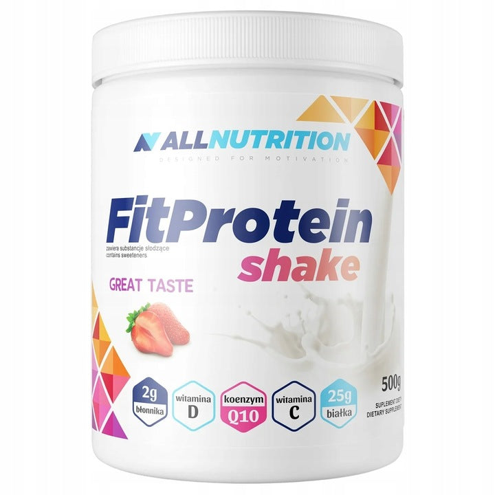 ALLNUTRITION FitProtein Shake 500g truskawkowy białko + kolagen wołowy