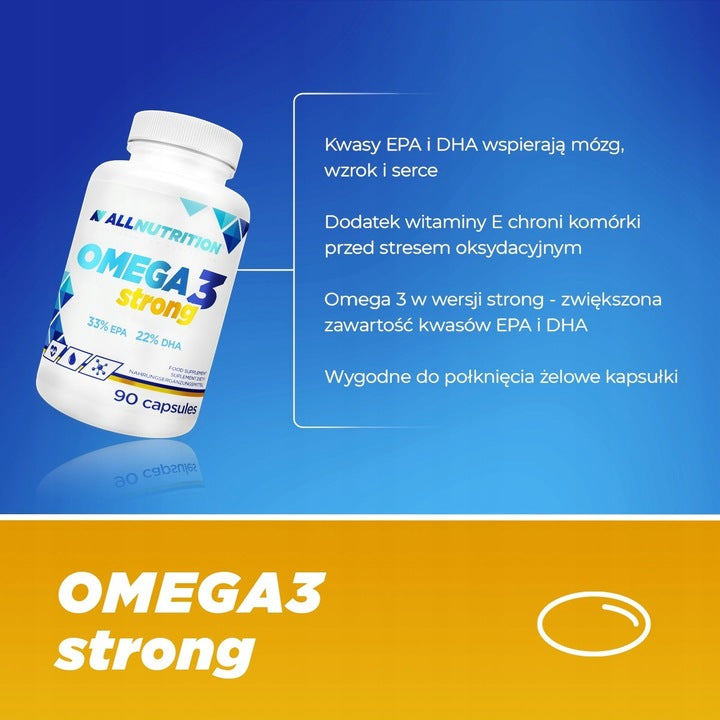 ALLNUTRITION OMEGA 3 STRONG 90 kaps. EPA DHA serce cholesterol Kwasy Omega3