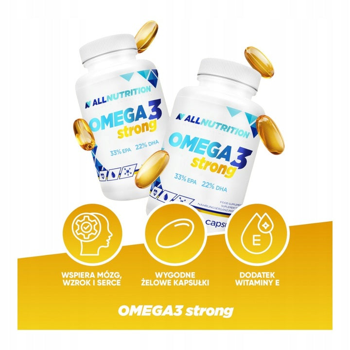 ALLNUTRITION OMEGA 3 STRONG 90 kaps. EPA DHA serce cholesterol Kwasy Omega3