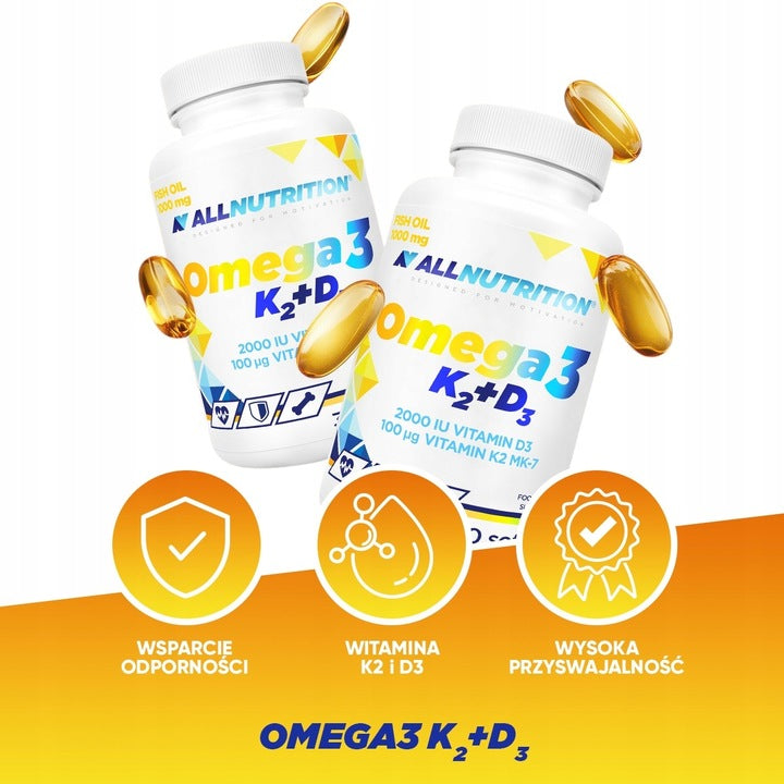 ALLNUTRITION Omega 3 D3 2000IU K2 MK-7 100µg 30 kaps. serce mózg odporność