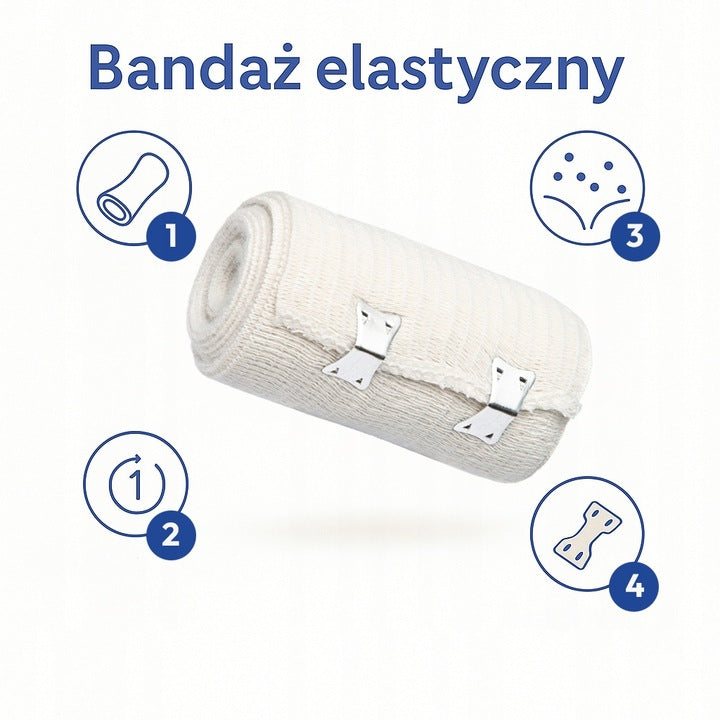 Bandaż elastyczny EASYFLOW 10cm x 4,5m z zapinkami oddychający stabilizacja