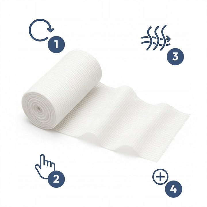 Bandaż elastyczny z gazy EASYFLOW 10 cm x 4 m Kompresja i Stabilizacja