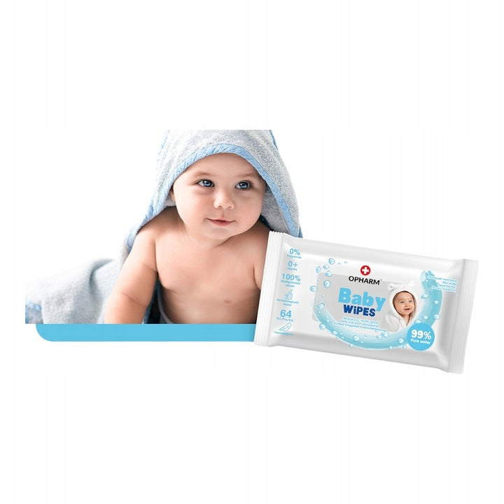 Vlhčené ubrousky 99% vody pro miminka, jemné, 64 ks Opharm