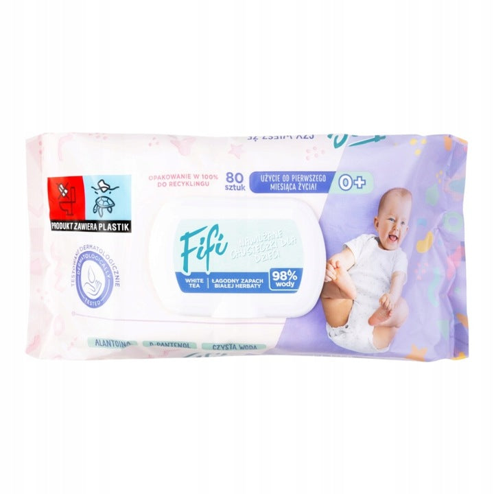 Fifi vlhčené ubrousky pro děti 80 ks. 98% voda, bez alkoholu Opharm 