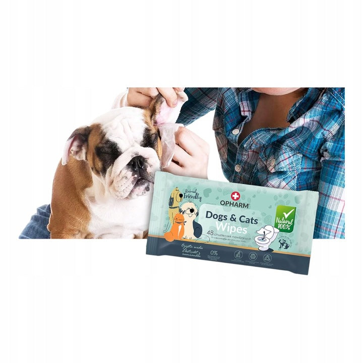 Vlhčené ubrousky pro psy a kočky, 48 ks, bez parfemace