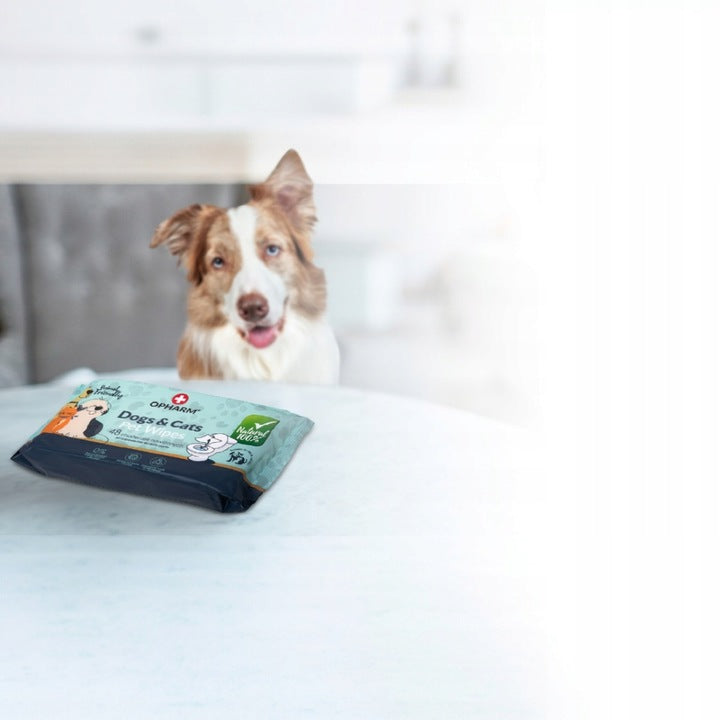Vlhčené ubrousky pro psy a kočky, 48 ks, bez parfemace
