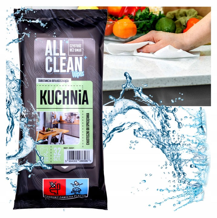 Chusteczki nawilżane do kuchni 32 szt. odtłuszczające, mocne EKO AllClean