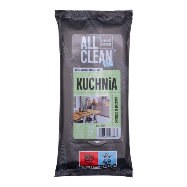 Chusteczki nawilżane do kuchni 32 szt. odtłuszczające, mocne EKO AllClean
