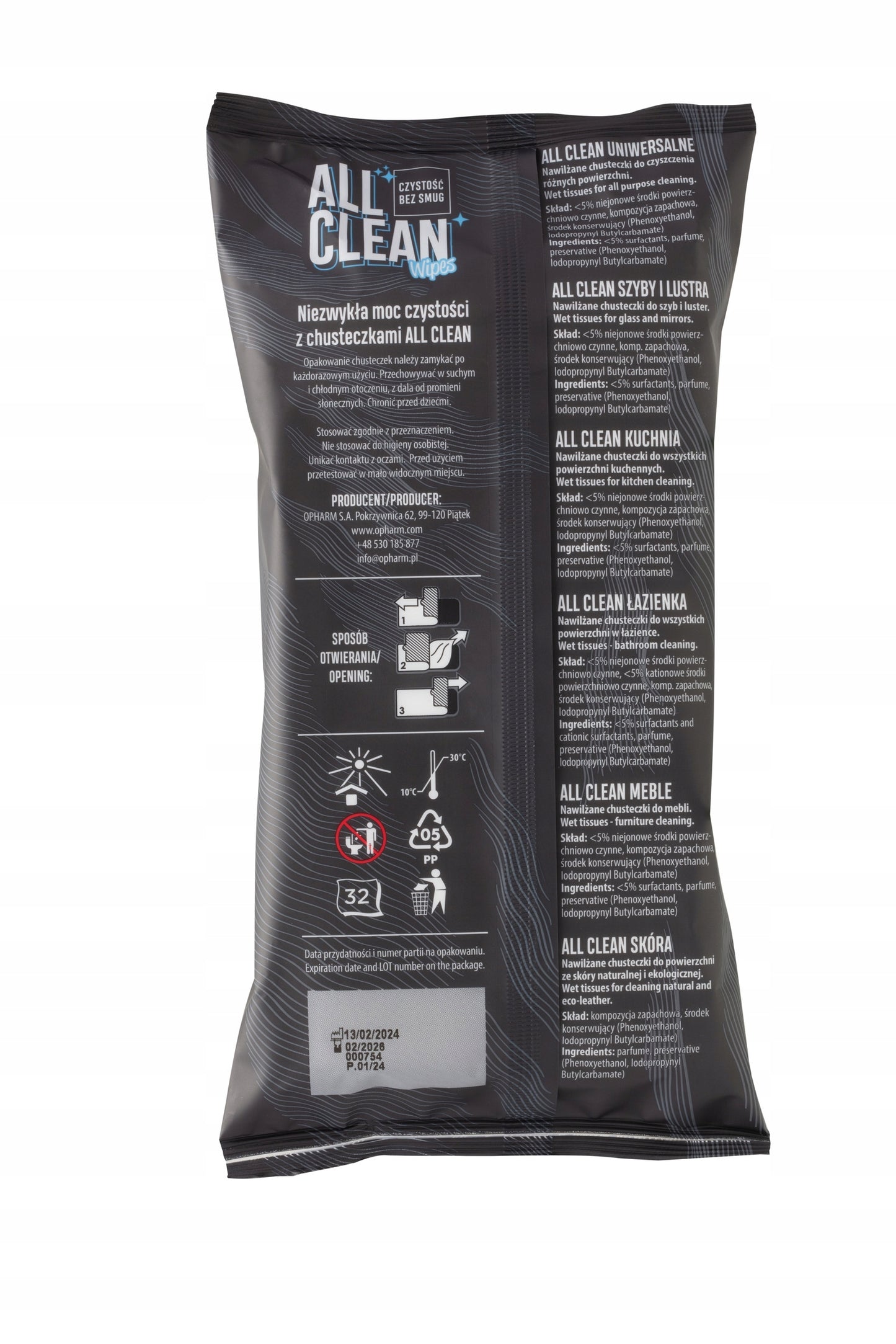 Chusteczki nawilżane do sprzątania MEBLE ALL CLEAN Wipes 1x32 szt