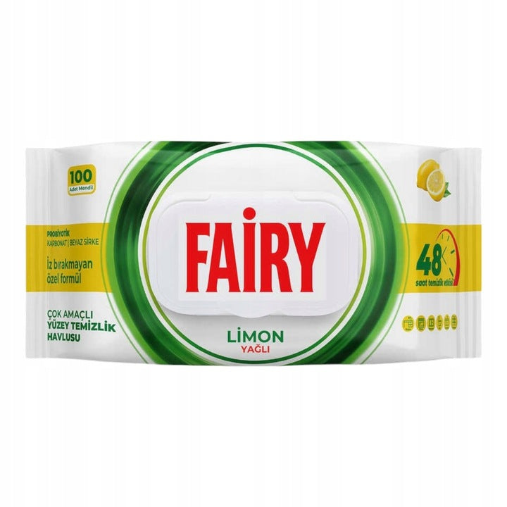 Vlhčené čisticí ubrousky Fairy Lemon 100 ks. 