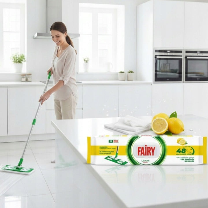 Velké náplně do mopu Fairy vlhčené ubrousky jednorázové Citron 50 ks