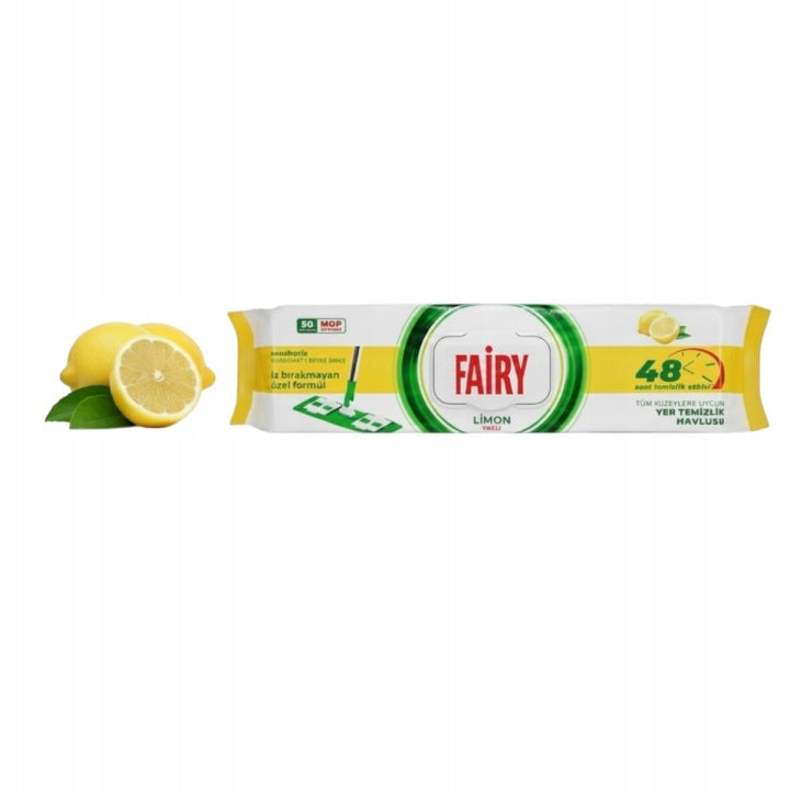 Velké náplně do mopu Fairy vlhčené ubrousky jednorázové Citron 50 ks