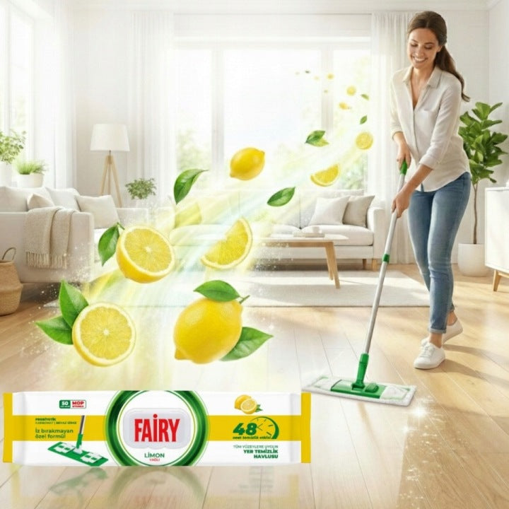 Velké náplně do mopu Fairy vlhčené ubrousky jednorázové Citron 50 ks