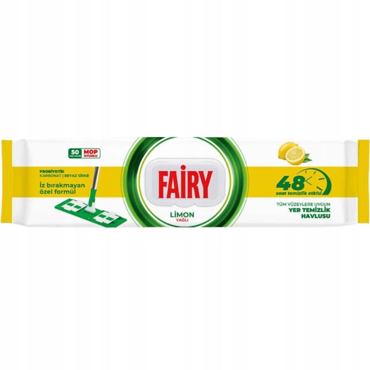 Velké náplně do mopu Fairy vlhčené ubrousky jednorázové Citron 50 ks