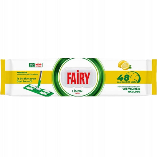 Velké náplně do mopu Fairy vlhčené ubrousky jednorázové Citron 50 ks