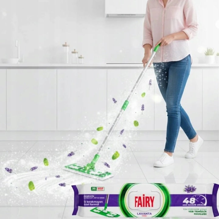 Velké náplně do mopu Fairy vlhčené ubrousky jednorázové Levandule 50 ks