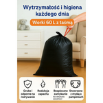 Kangoo Bags - Pytle na odpad se stahovací šňůrkou 10 x 60 l - extra pevné, ideální na plenky a zdravotnický odpad