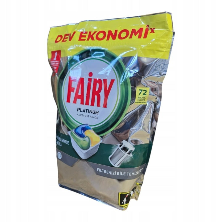 Kapsle do myčky Fairy Platinum megapack 72 ks citron tuk špína