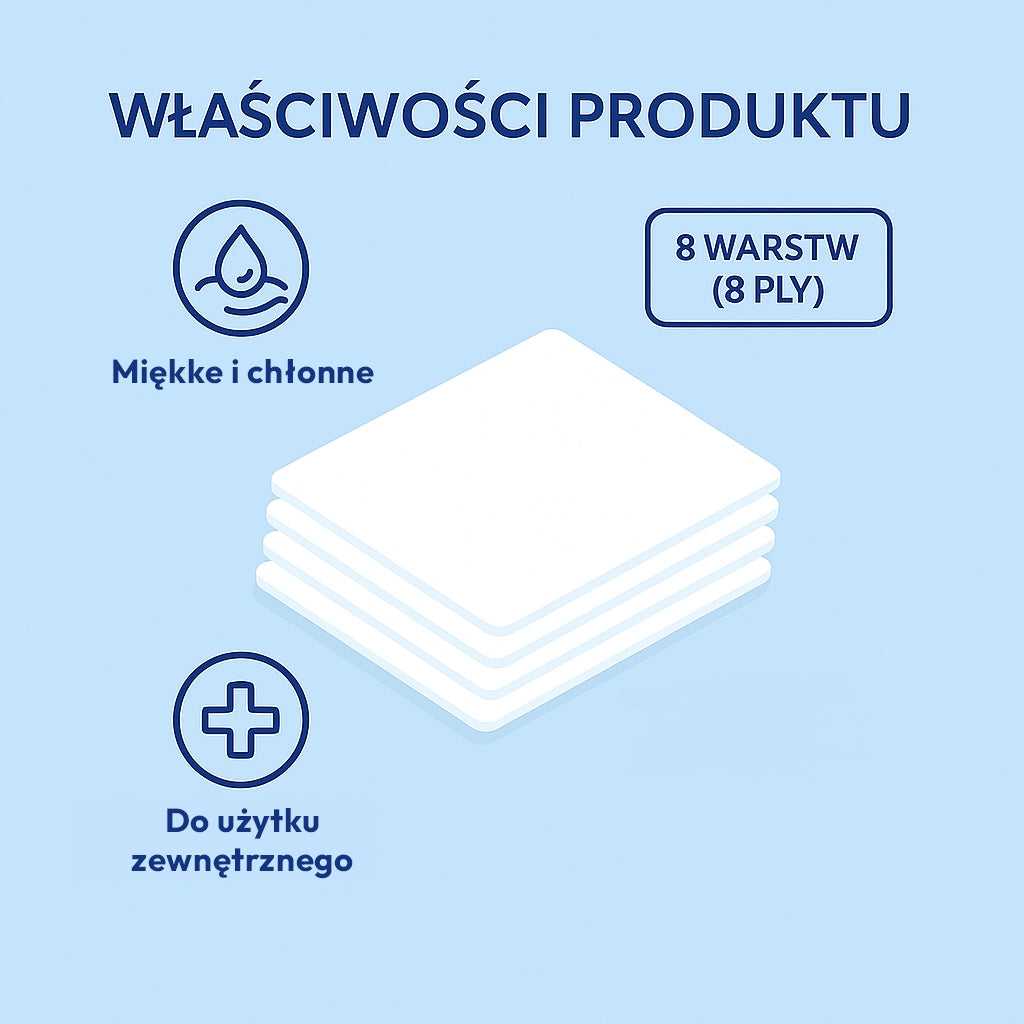 Kompresy gazowe niejałowe 10x10cm 8-warstwowe medyczne 100 szt.