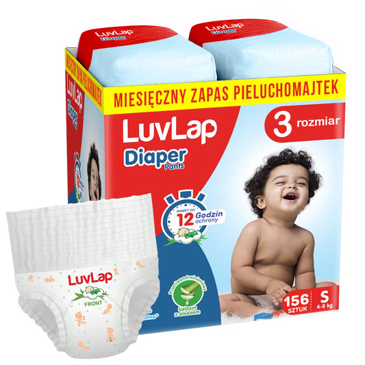 LuvLap dětské plenkové kalhotky s aloe vera, 12hodinová ochrana (měsíční zásoba) 