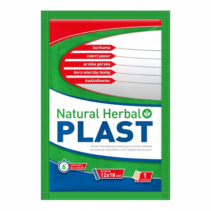NATURAL HERBAL PLAST plaster ziołowy arnika kurkuma duży 12x18 cm 1 szt