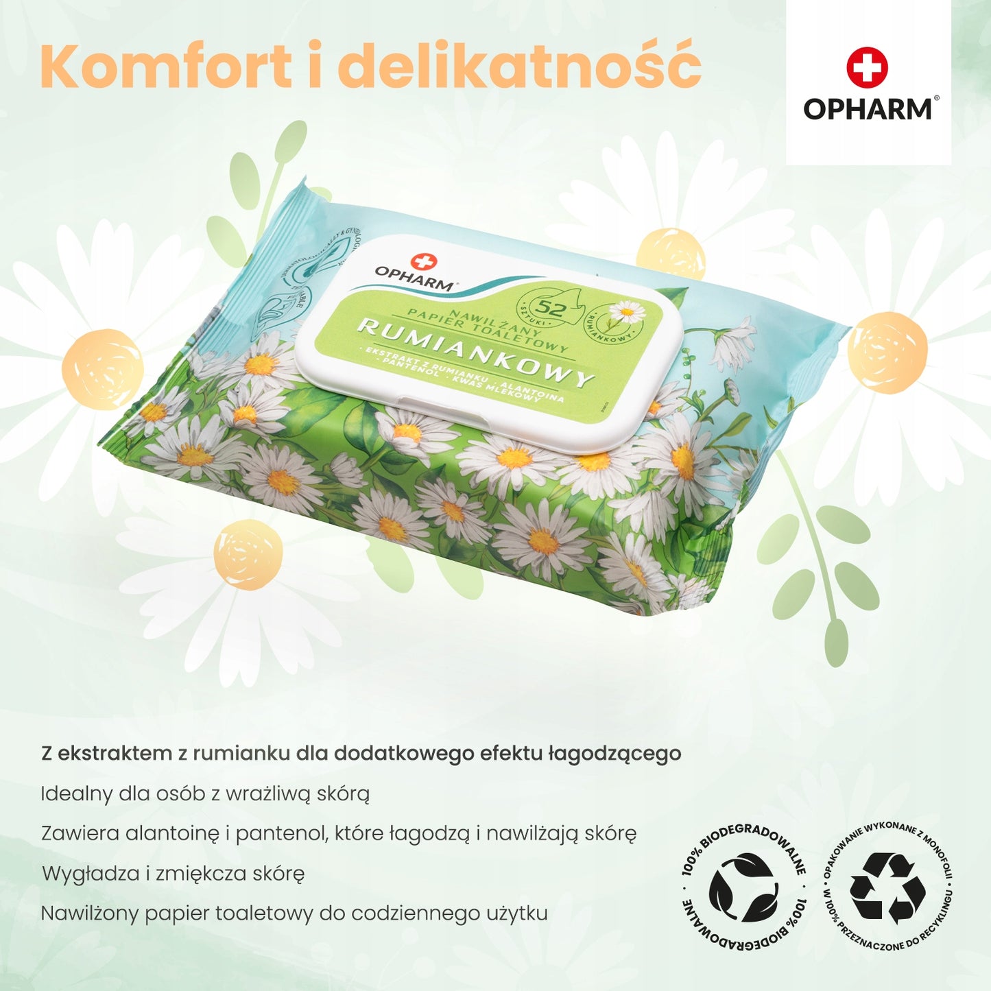 Opharm hydratovaný heřmánkový toaletní papír 52 ks 