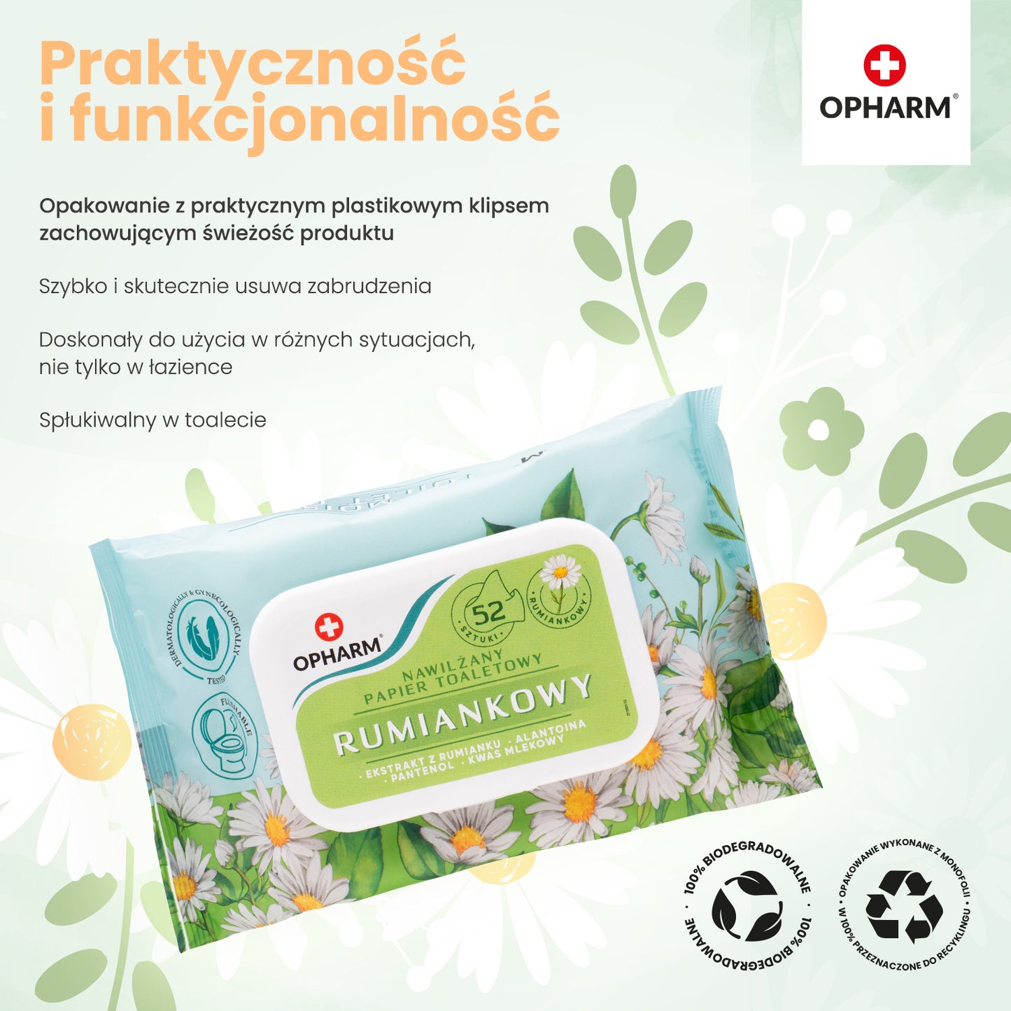 Opharm hydratovaný heřmánkový toaletní papír 52 ks 